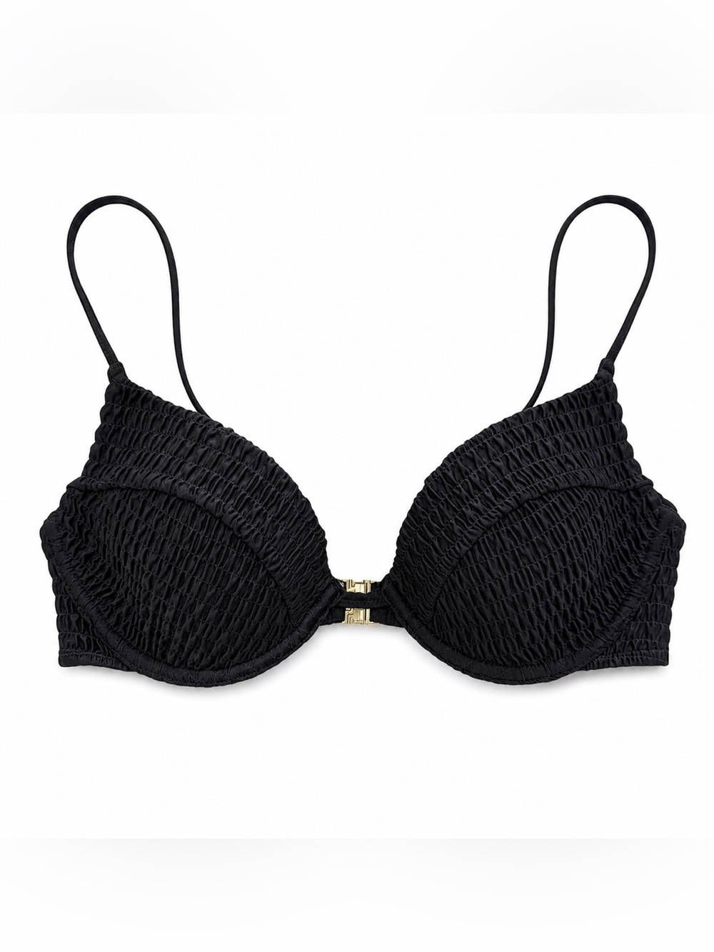 NEW! White Fox Swim Black Textured Underwire Bikini Top – Size Small